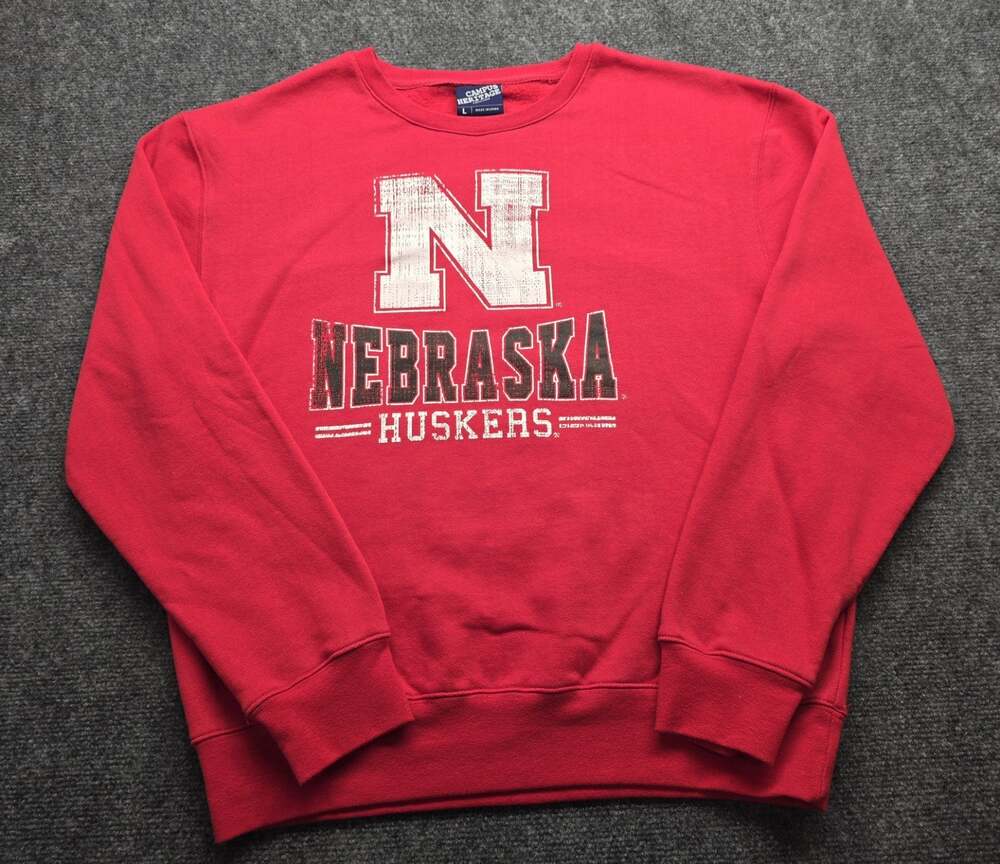 Vintage Nebraska Cornhuskers Campus Heritage Red Sweatshirt LARGE